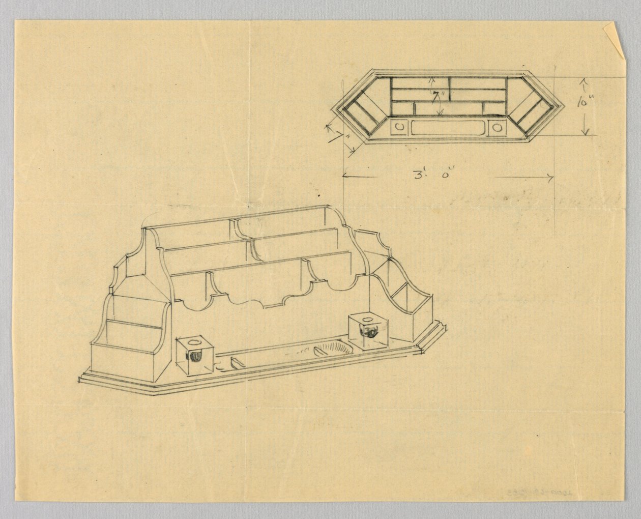 Design for Desk Organizer in Plan and Elevation by A.N. Davenport Co.