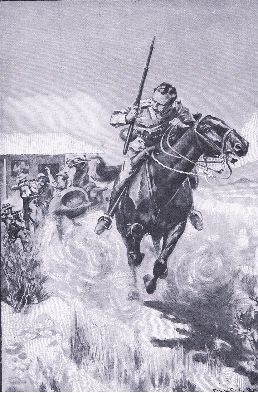 Escape of a scout, from After Pretoria: The Guerilla War published by Harmsworth Bros Limited by A. C. Ball