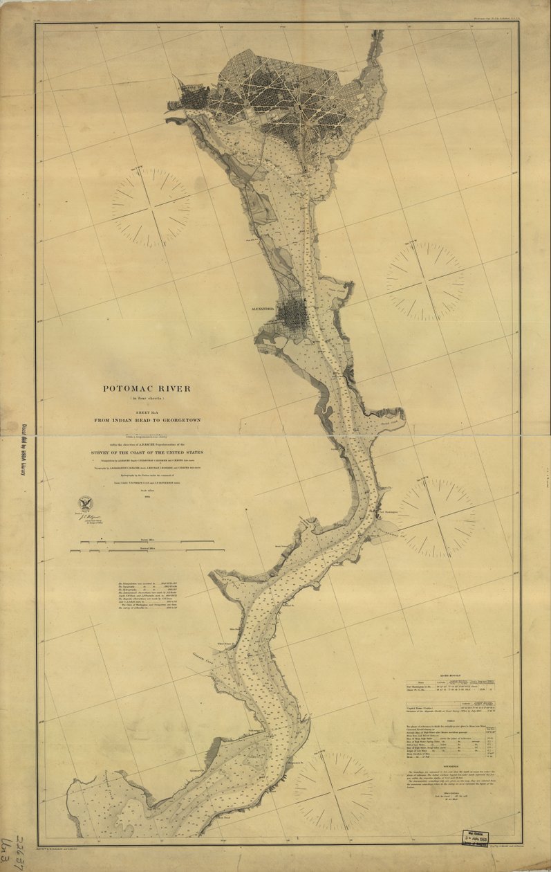 Potomac River (in four sheets): Sheet no. 4, from Indian Head to Georgetown by A. D. United States Coast Survey; Bache