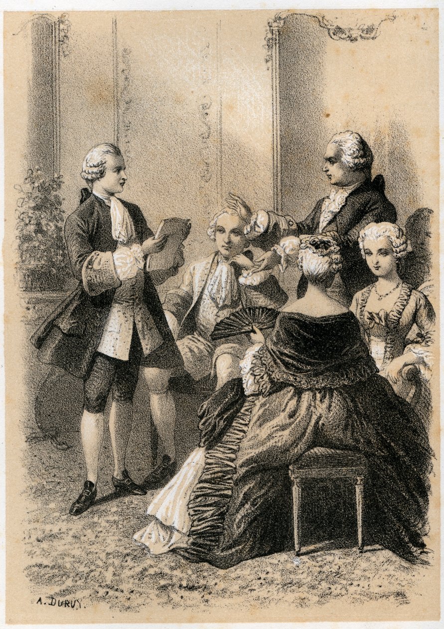 Antoine-Marin Lemierre Reading Hypermnestra to Jean-Baptiste Vivien de Chateaubrun, Illustration from 
