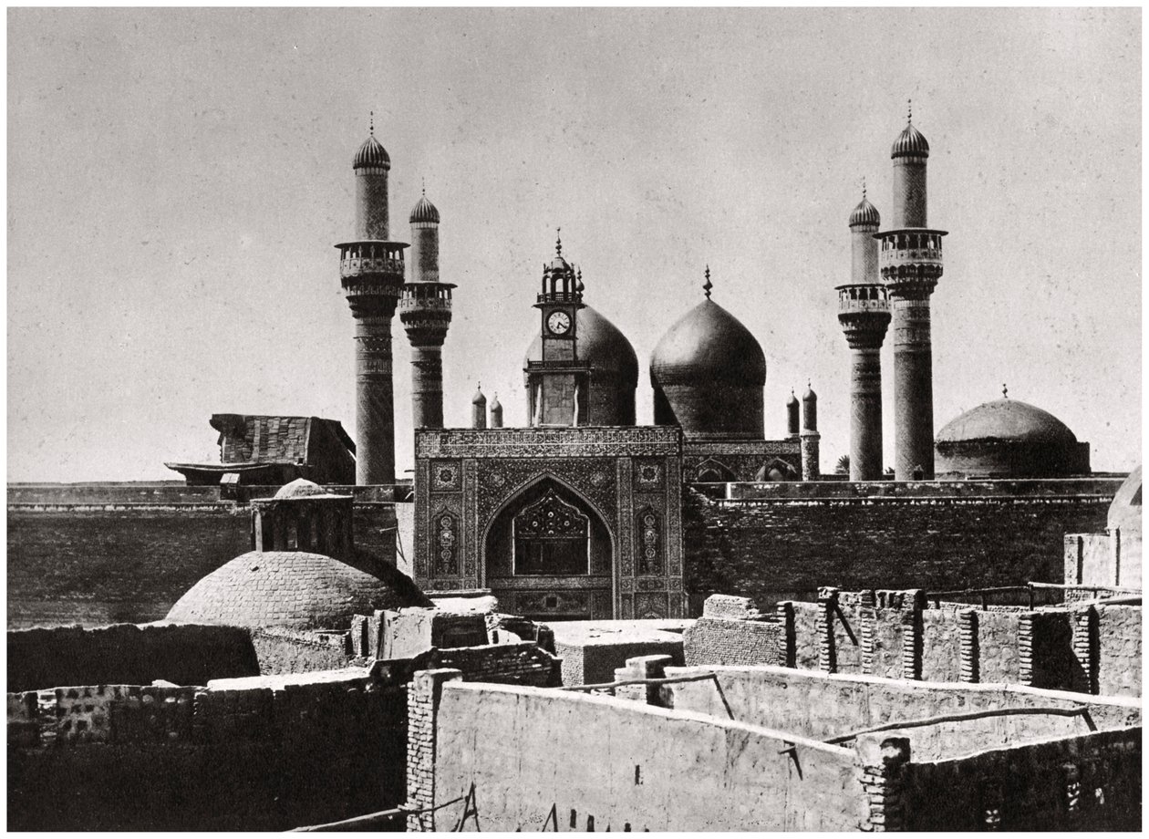 The golden domes and minarets of the al-Kadhimiya Mosque, Baghdad, Iraq, 1925 by A. Kerim