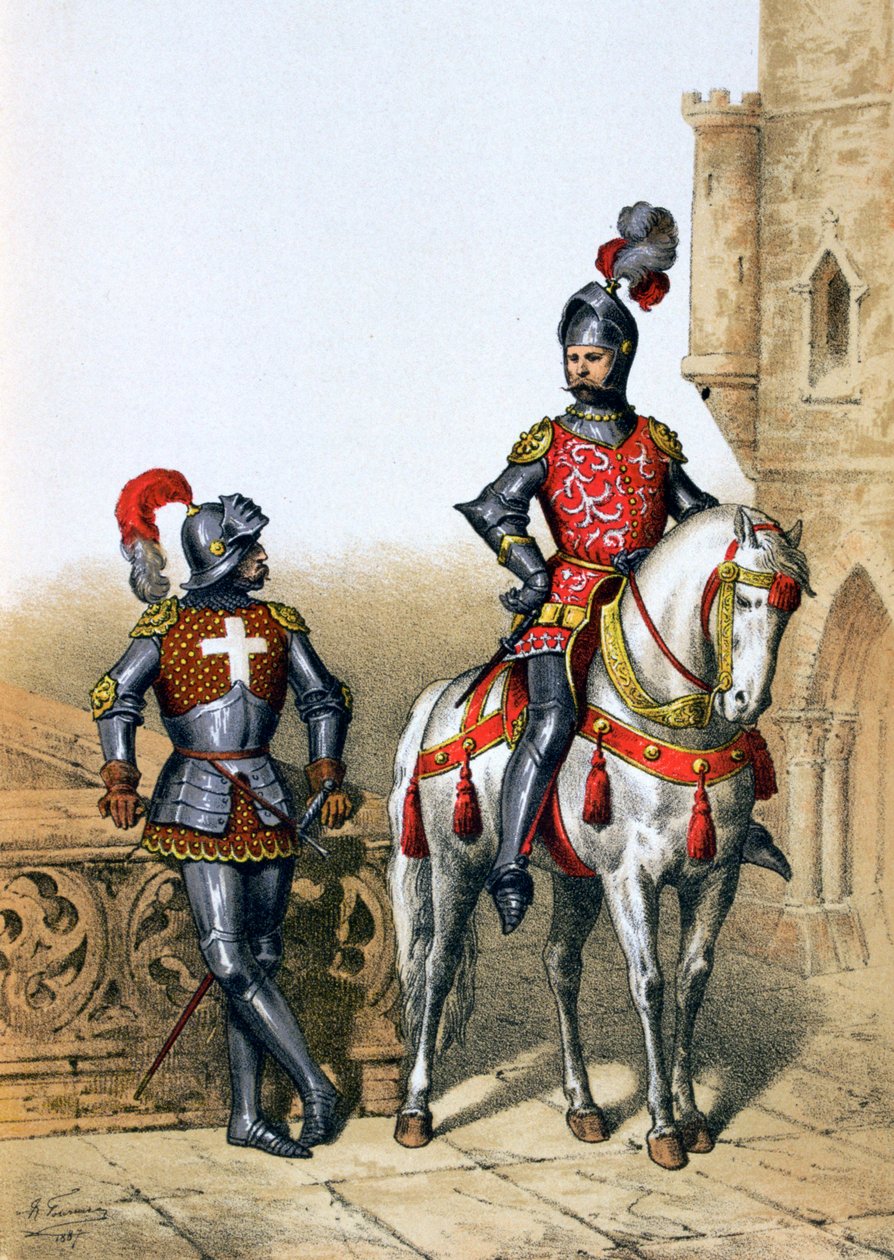Captain of the archers in Paris and a cavalier, 15th century, 1887 by A. Lemercier