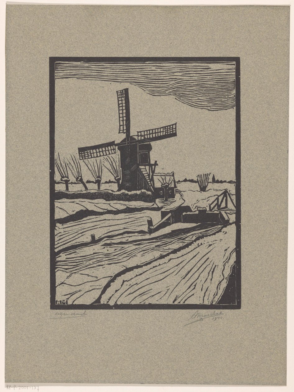 Winter Landscape with Mill by A. Marchal