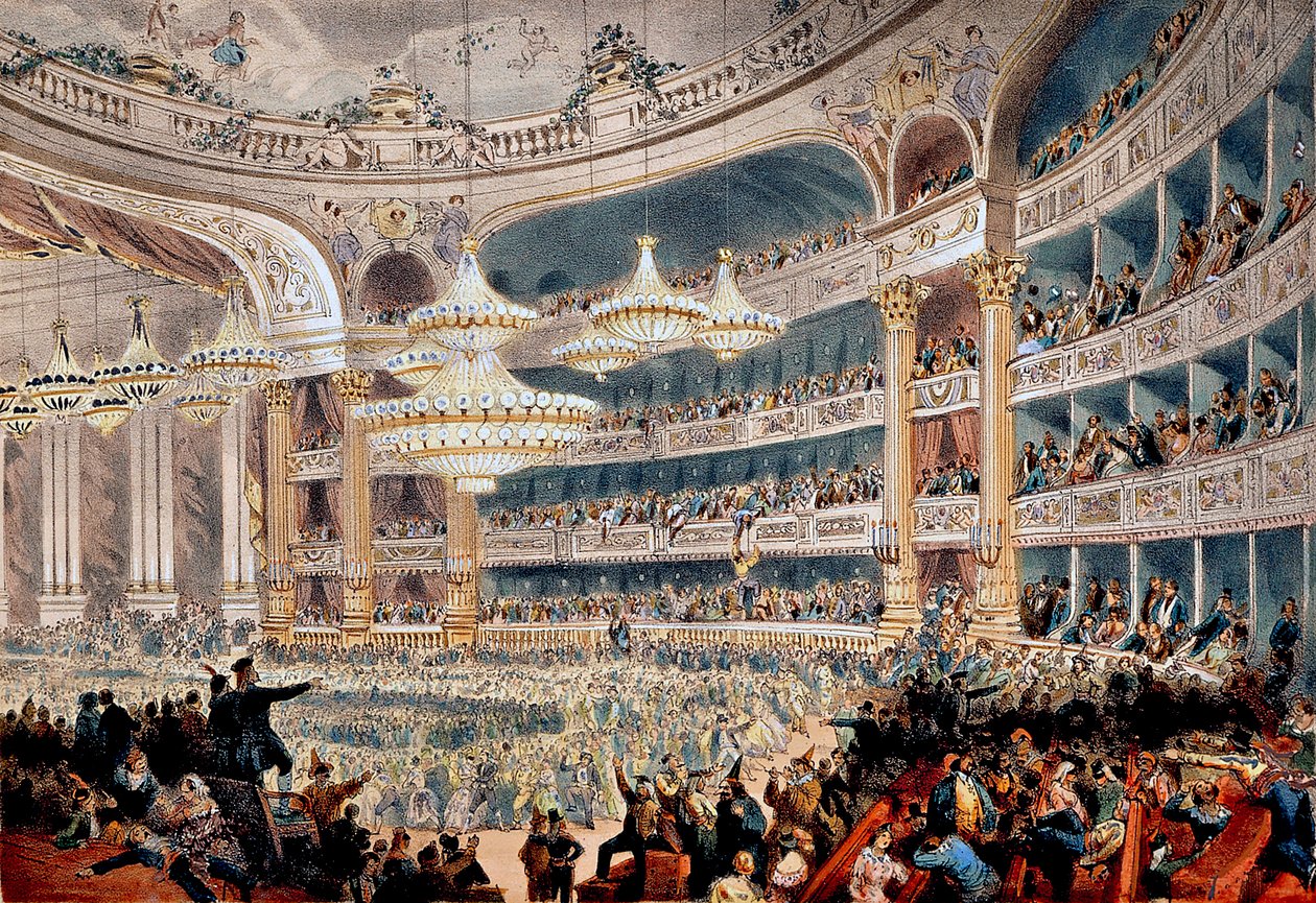 Ball at the Opera de la rue Le Peletier in Paris around 1850 - Engraving by A Provost by A Provost