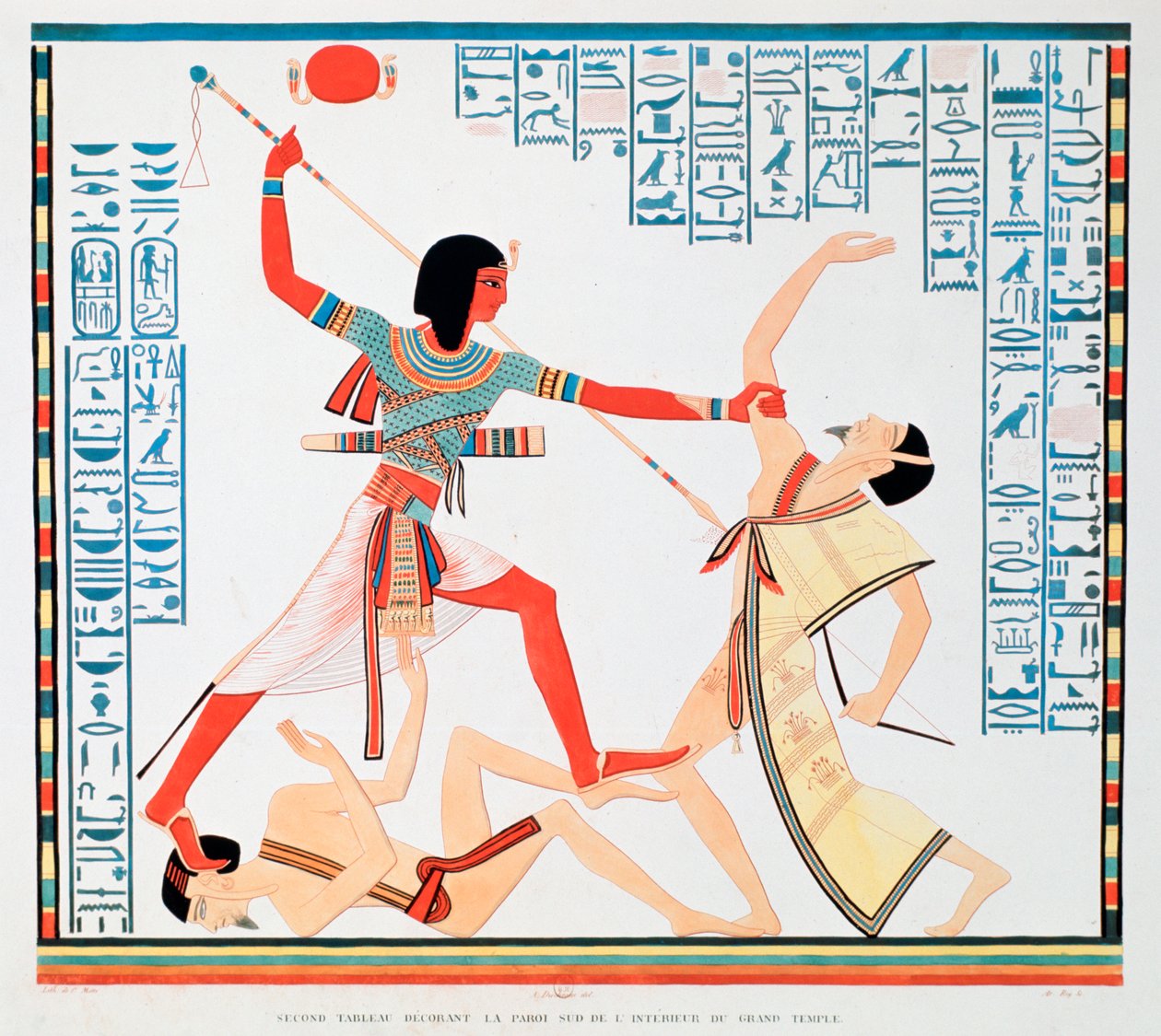 Second scene on the southern wall of the interior of the Great Temple at Abu Simbel, 1888 by A Racinet