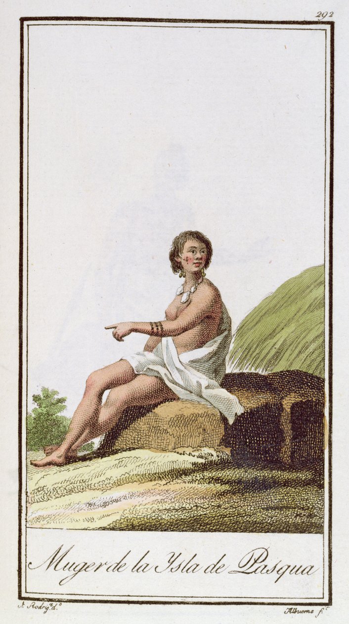 A Woman from Easter Island, engraved by Albuerne, 1799 by A. Rodriguez