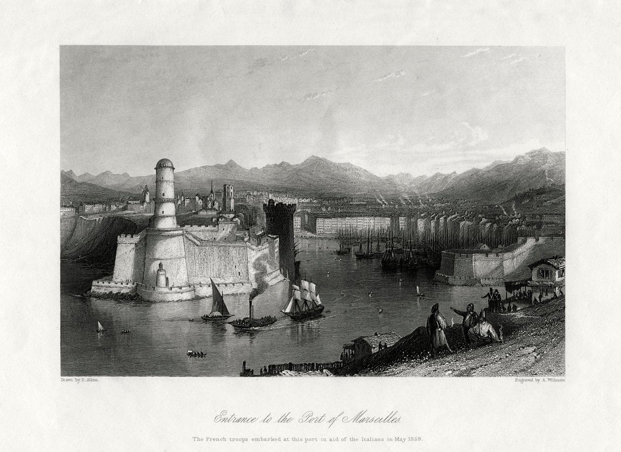 Entrance to the Port of Marseilles, France, 1875 by A. Willmore