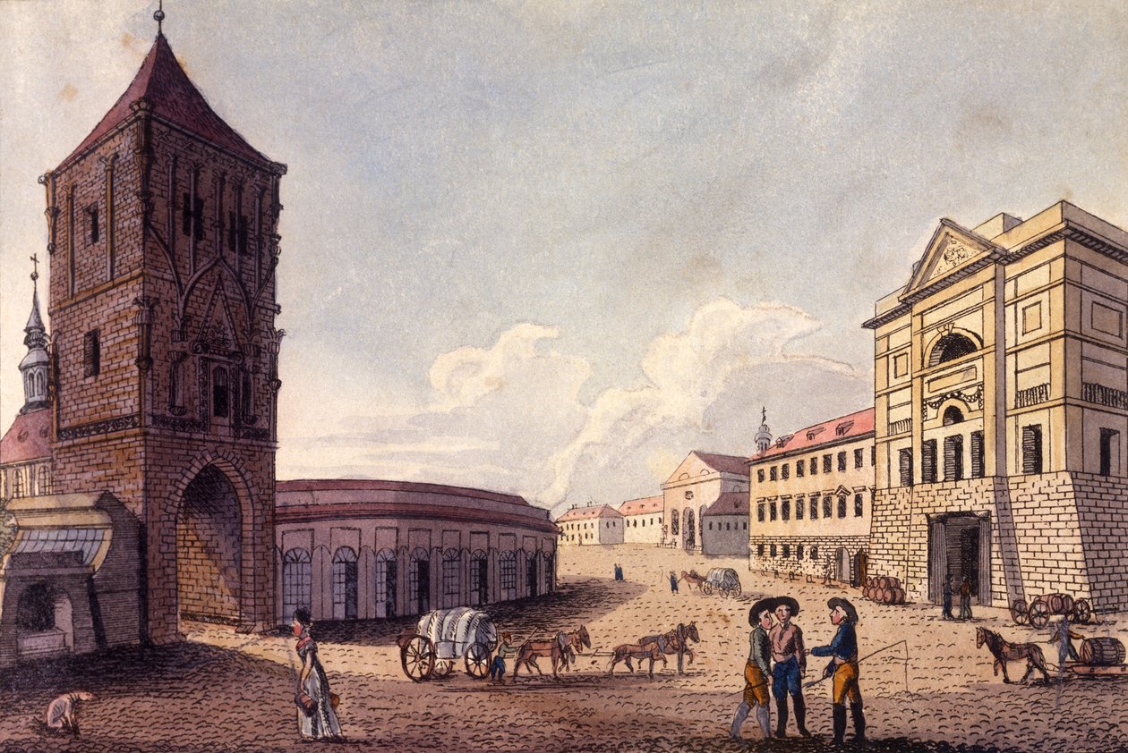 Powder Tower and Hybern Customs House, Prague by A. and Berka, Johann Gustav