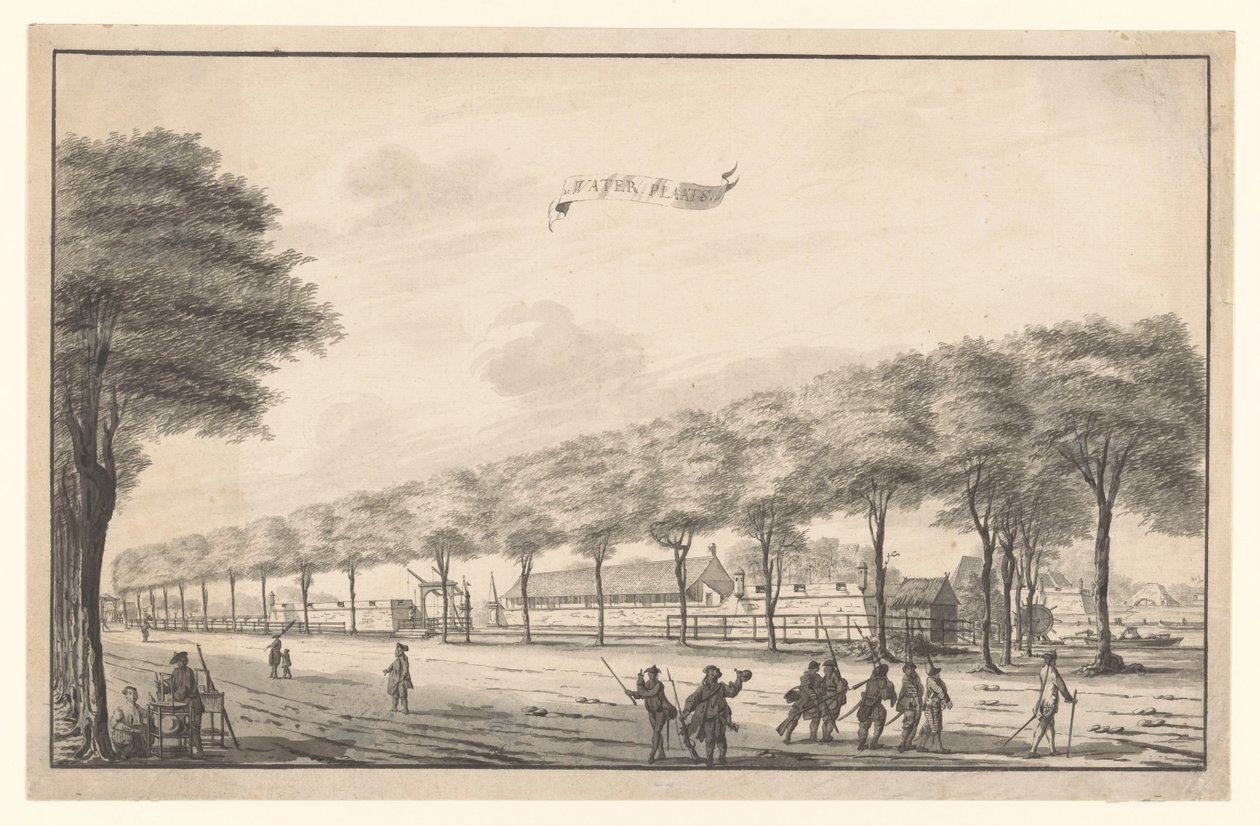 View of Fort de Waterplaats at Molenvliet in Batavia by A. de Nelly (possibly)