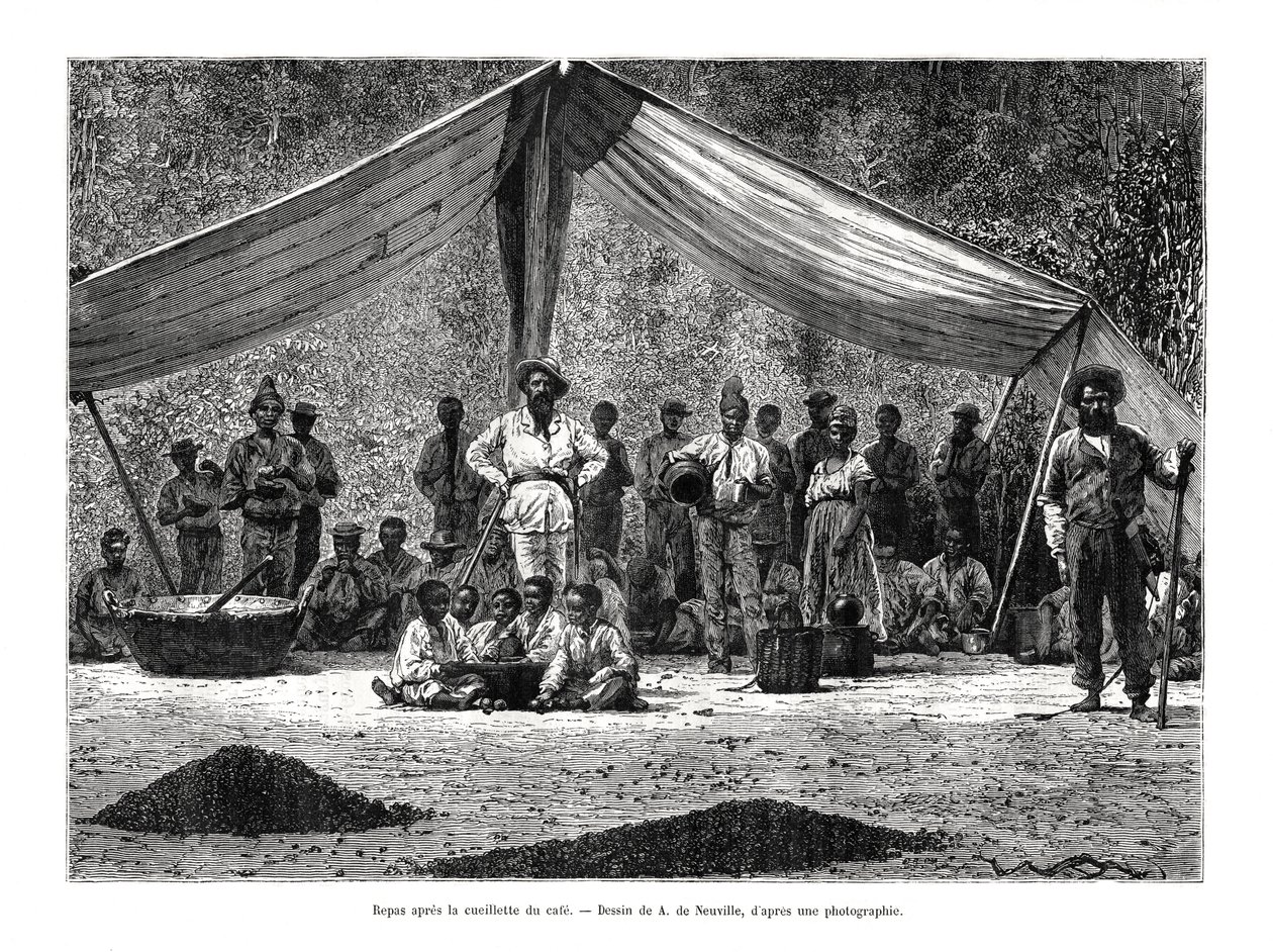 A Meal After the Gathering of Coffee, Brazil by A. de Neuville