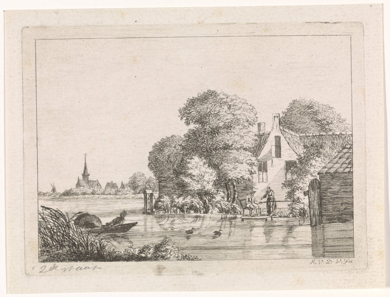 Fisherman and a Woman in Front of a House by A. van de Velde
