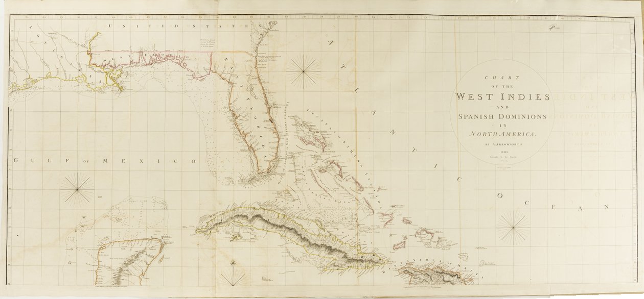 Chart of the West Indies and Spanish Dominions in North America by Aaron Arrowsmith