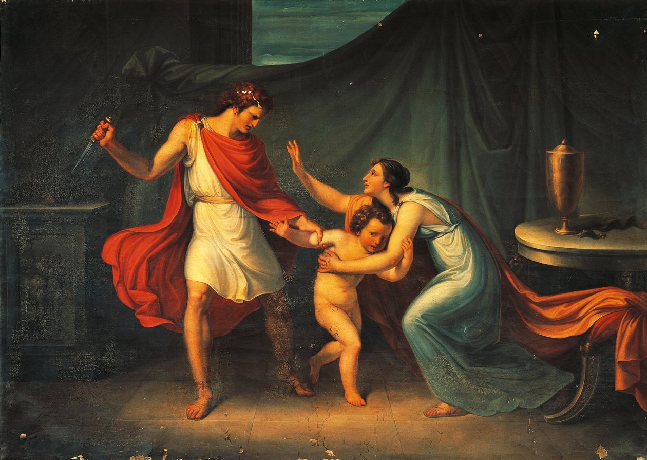 Pyrrhus Threatens Life of Little Astyanax by Abbondio Bagutti