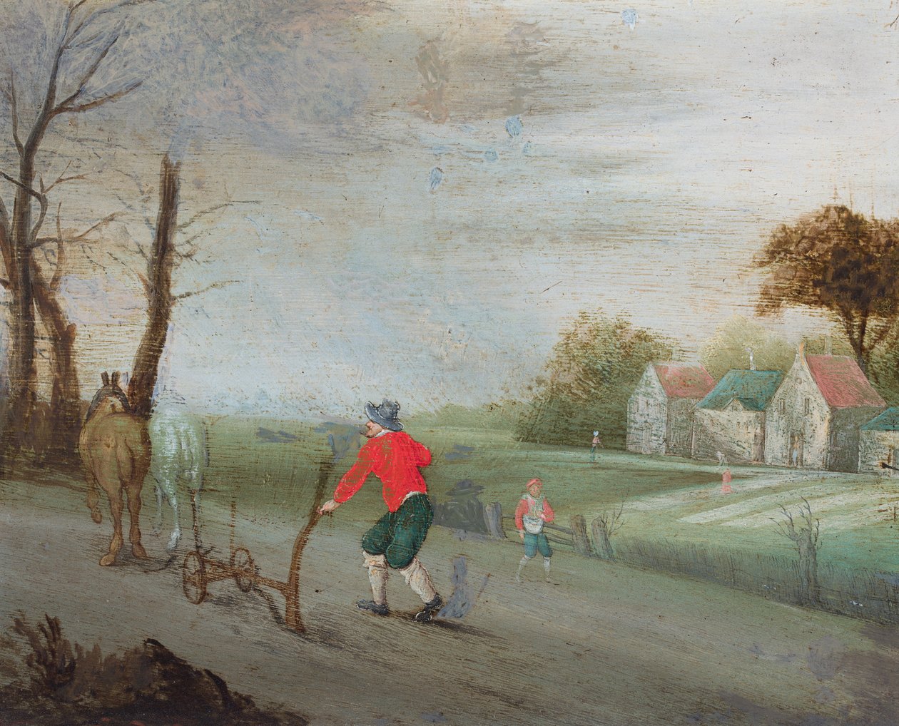 A Man Ploughing a Field by Abel (circle of) Grimmer or Grimer