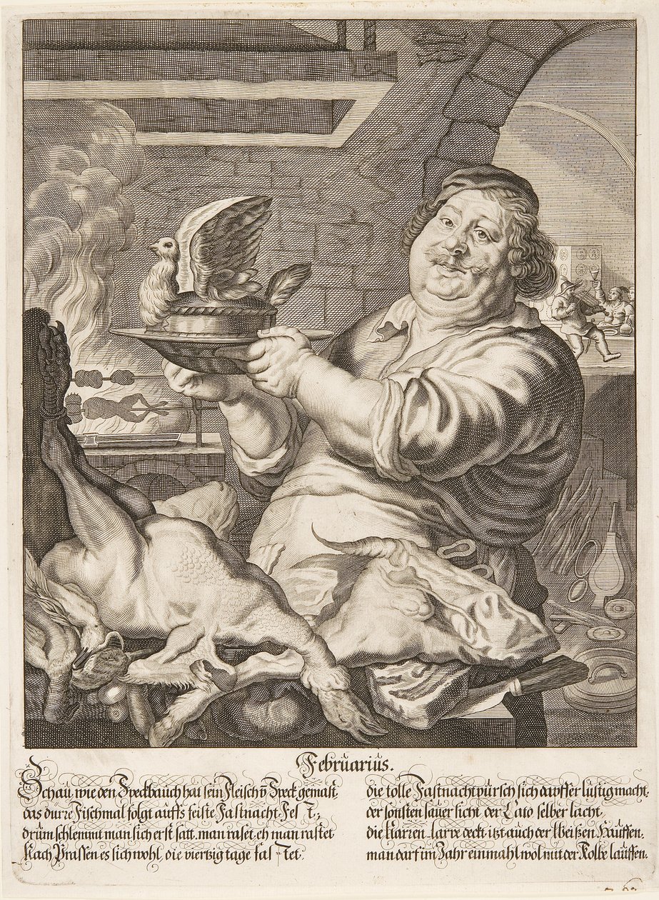 Engraving of February from the series The Twelve Months of the Year by Abraham Aubry by Abraham Aubry