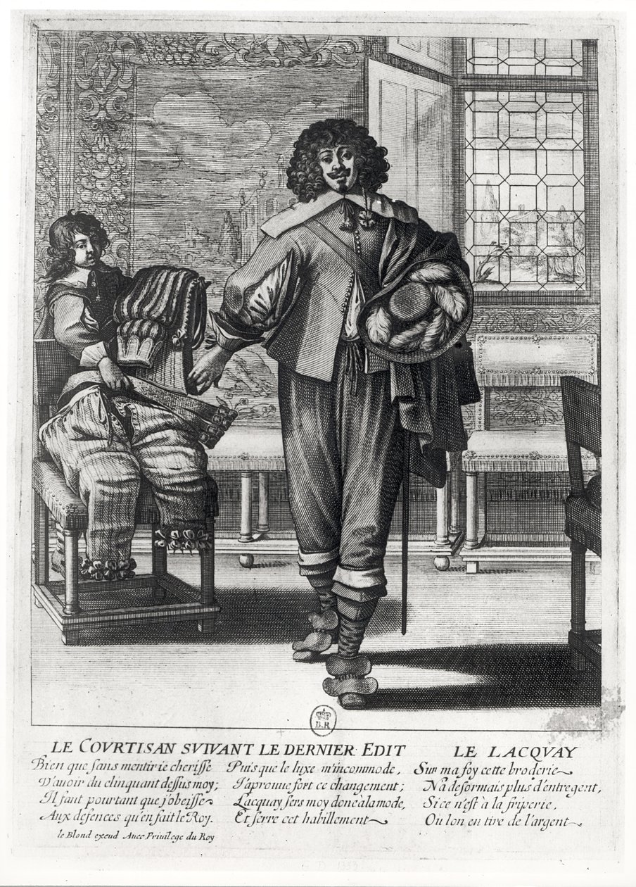 Courtier Following the Last Royal Edict and His Lacquey by Abraham Bosse