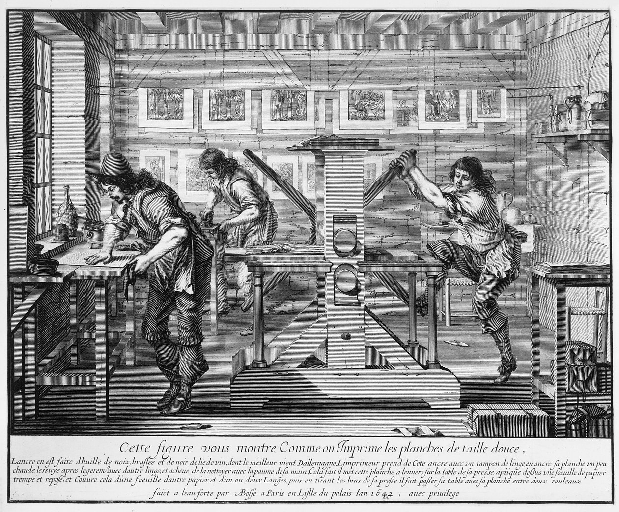 French printing press, 1642 by Abraham Bosse