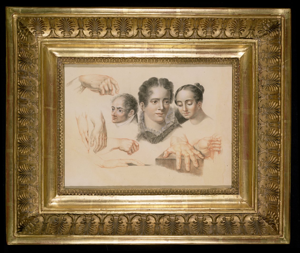 Studies of female and male heads and hands, 1815 by Abraham Constantin