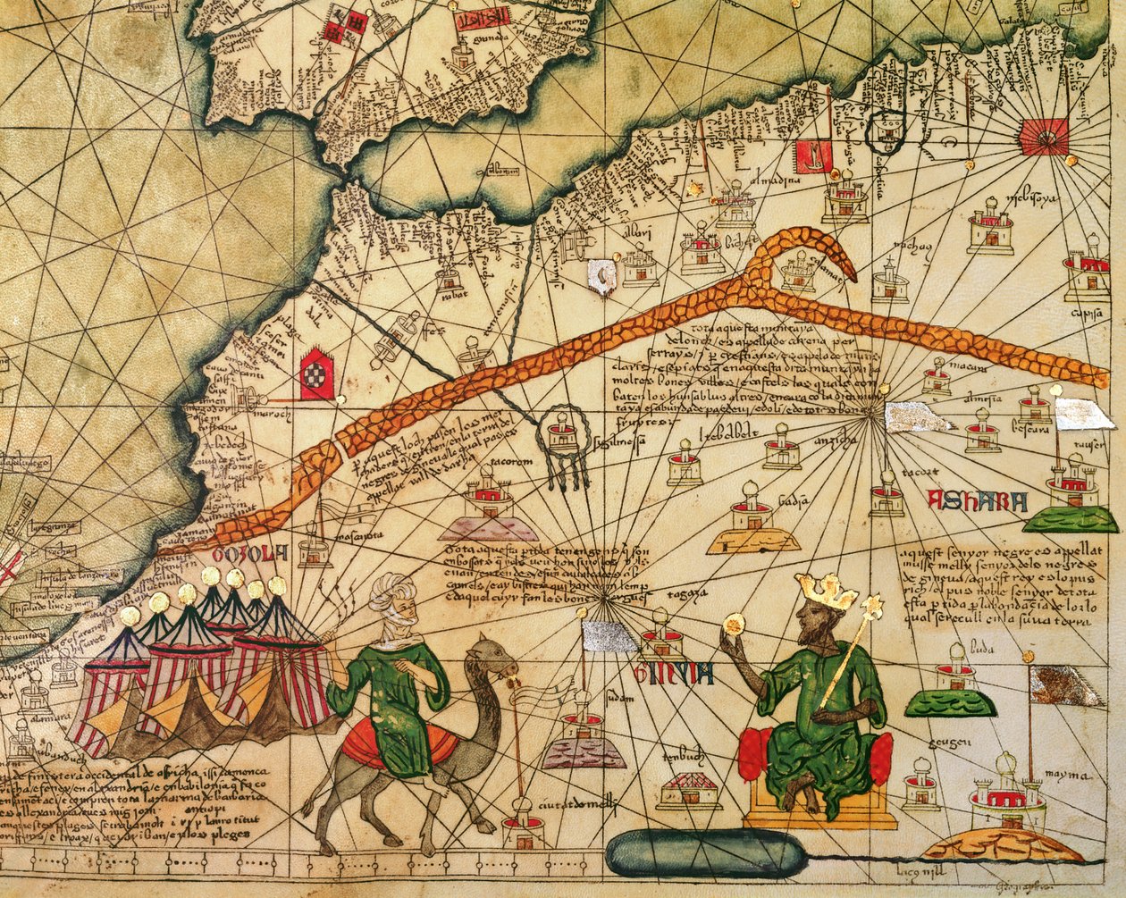 Detail of Copy of a Catalan Map of Europe and North Africa, presented to Charles V of France in 1381 by Abraham Cresques