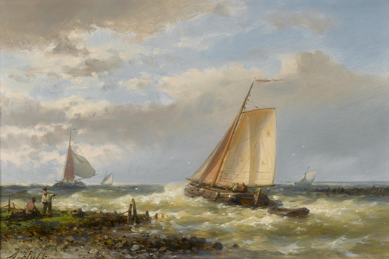 Fishing Boats Running Out of Port Against the Tide by Abraham Hulk