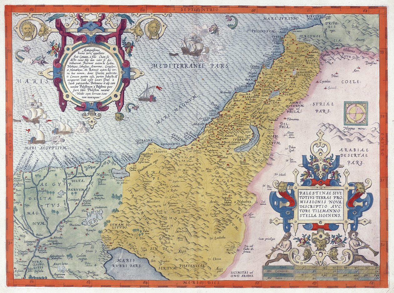 Map of Palestine, from Theatrvm Orbis Terrarvm, 1570 by Abraham Ortelius