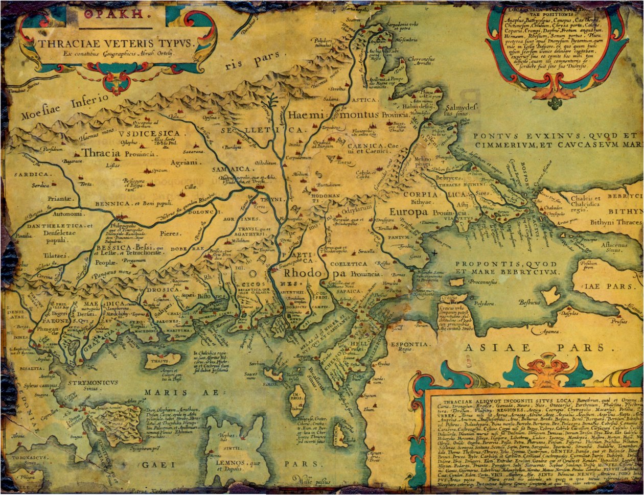 Old, Historical Map of Ancient Thrace by Abraham Ortelius
