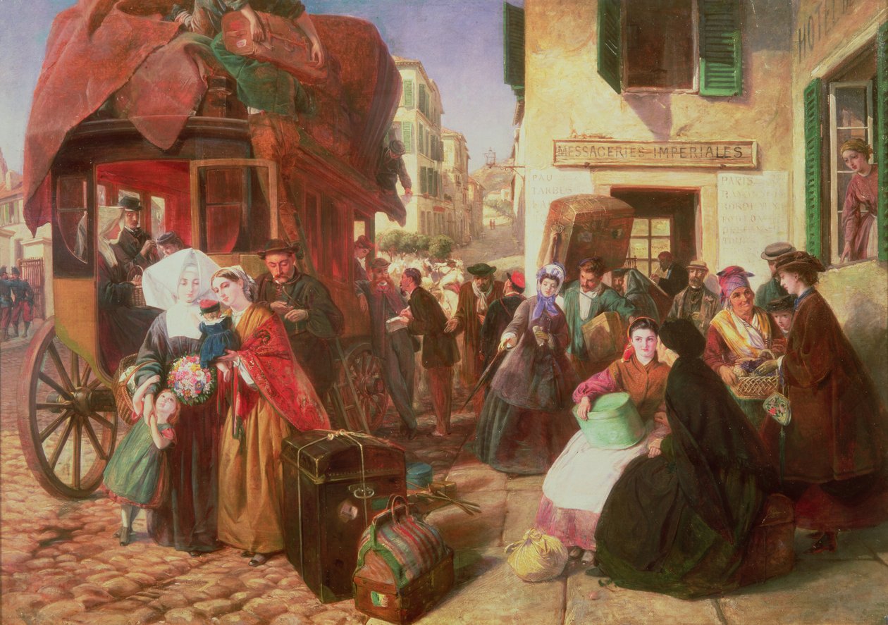 The Departure of a Diligence from Biarritz, 1862 by Abraham Solomon