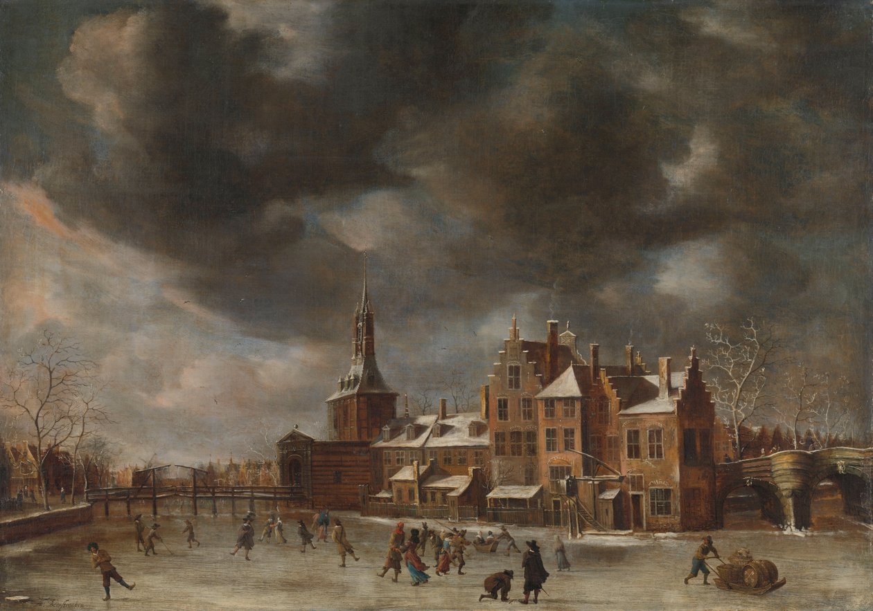 The Blauwpoort in Leiden in the Winter, c.1654-1665 by Abraham Beerstraten