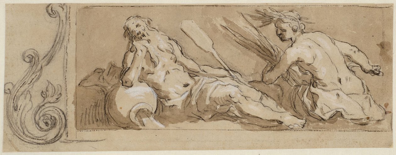 A River God and Ceres in an Ornamental Frame by Abraham Bloemaert