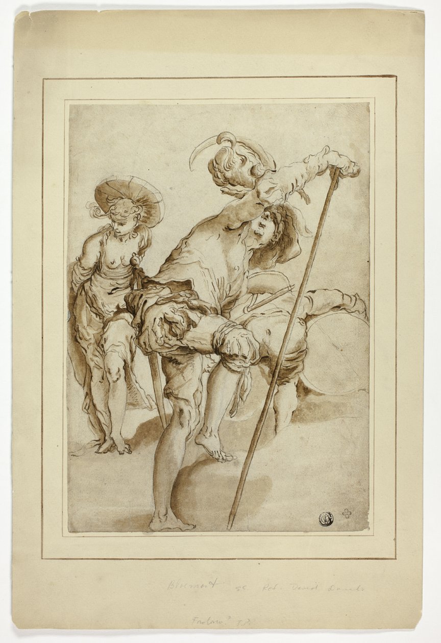 A Standing Soldier, a Standing Woman, and a Stooping Drummer by Abraham Bloemaert
