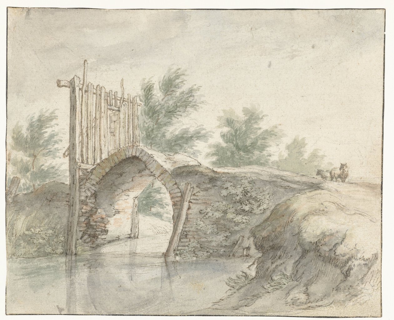 Stone Bridge with a Wooden Gate by Abraham Bloemaert