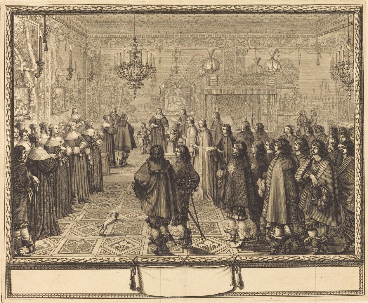 Ceremony of the Contract of Marriage between Vladislas IV, King of Poland, and Louise Marie of Gonzaga, Princess of Mantua, at Fontainbleau by Abraham Bosse