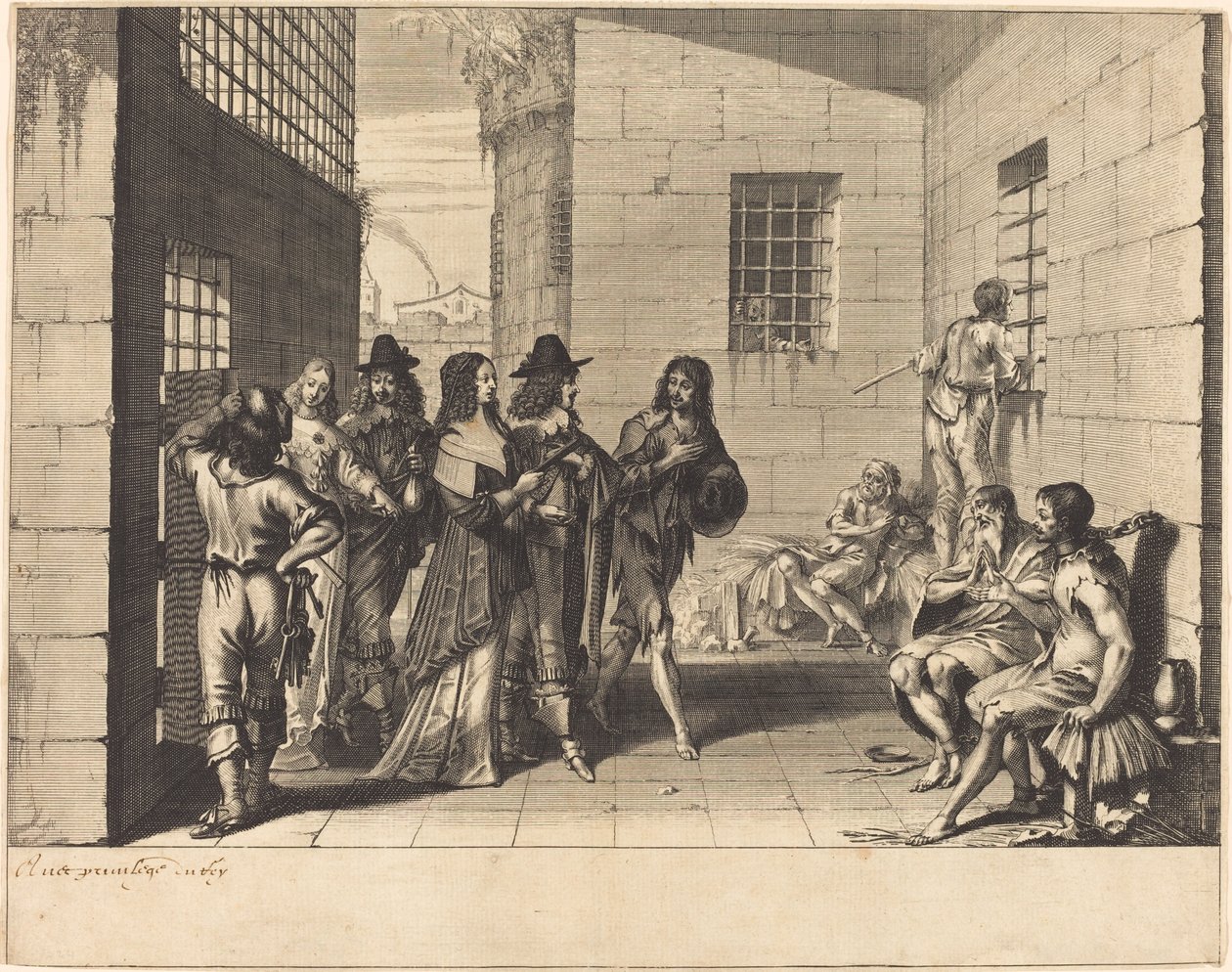 Gentry Visiting a Prison by Abraham Bosse