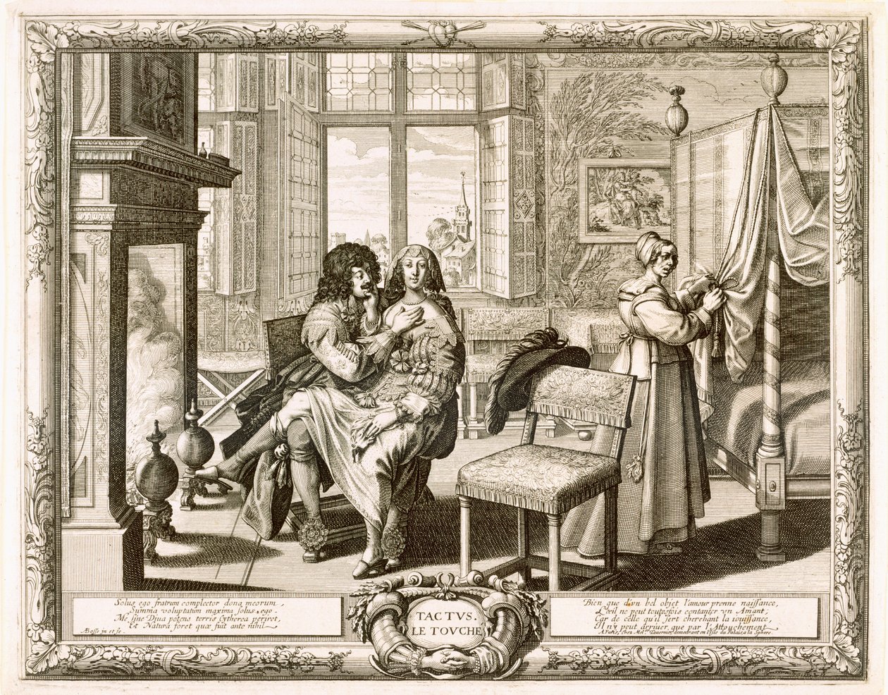 Husband with Wife Seated on Knee by Fireplace, Bosse, Abraham by Abraham Bosse