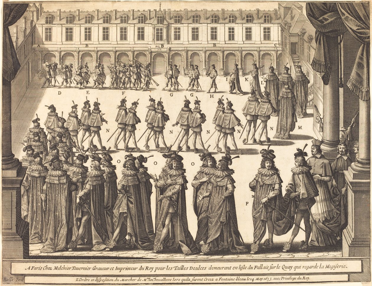 March of the King and Knights of the Holy Spirit in the Courtyard at Fontainebleau by Abraham Bosse