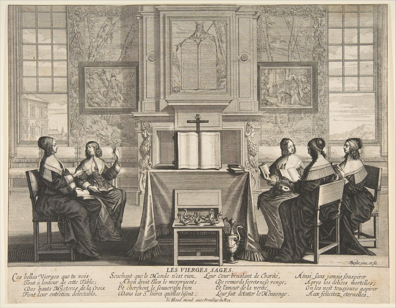 The Wise Virgins Conversing, ca. 1635 by Abraham Bosse