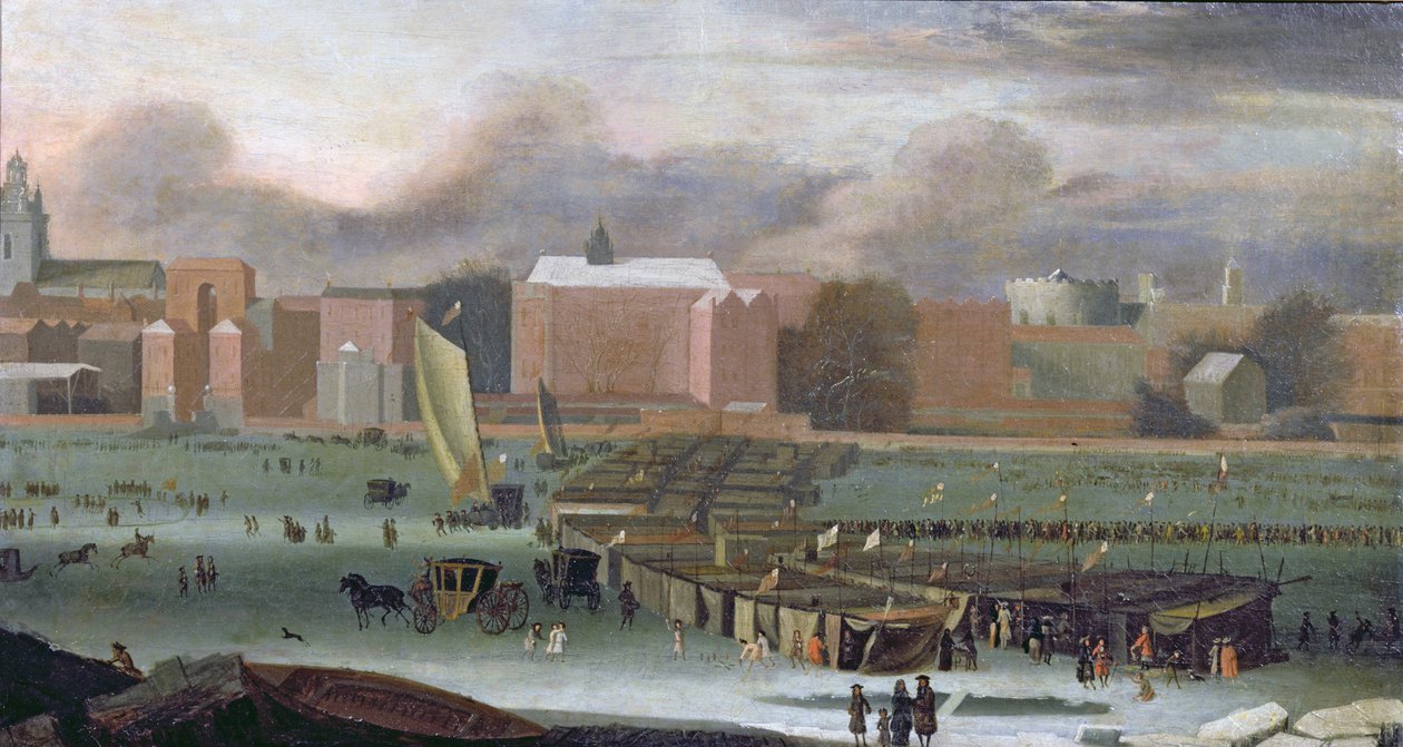 A Frost Fair on the Thames at Temple Stairs by Abraham Danielsz. Hondius