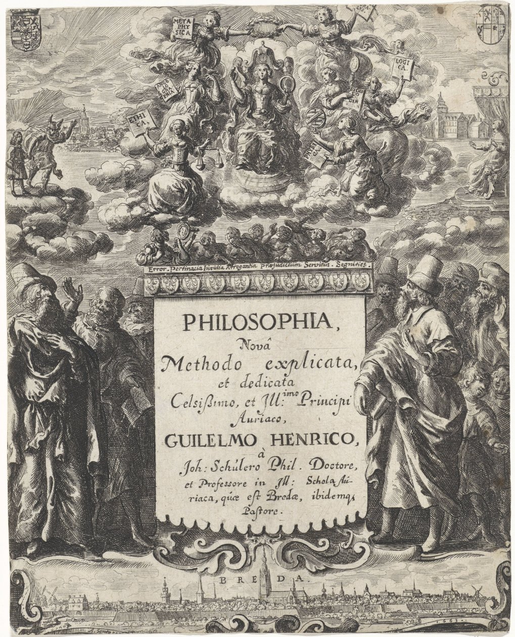 Allegory of Philosophy (Title Page for: Schuler, Johannes. Philosophi, 1663) by Abraham Dircksz. Santvoort
