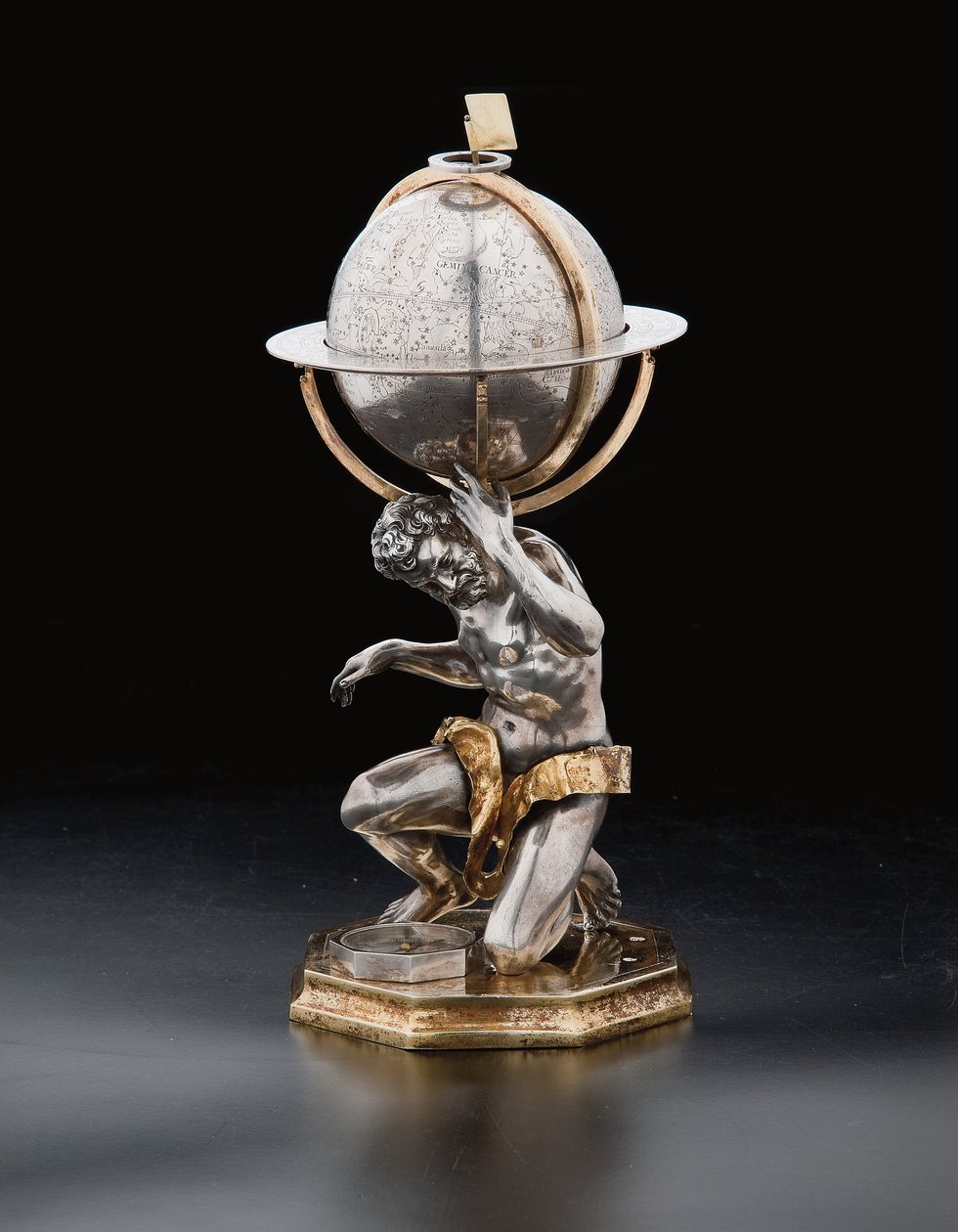Two Exceptional Terrestrial and Celestial Globes, Supported by Hercules and Atlas, Augsburg, 1697-99 by Abraham Drentwett