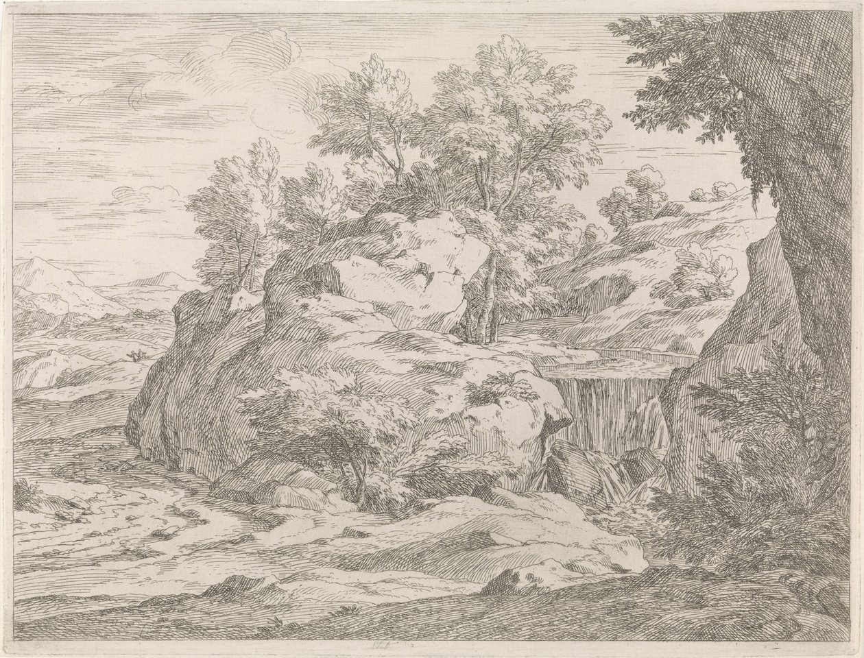 Landscape with Waterfall by Abraham Genoels