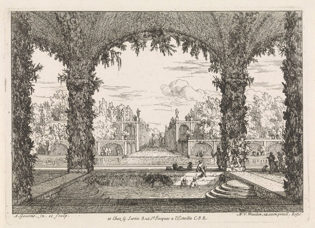 Garden with Bath (series title: Architectural Gardens) by Abraham Genoels