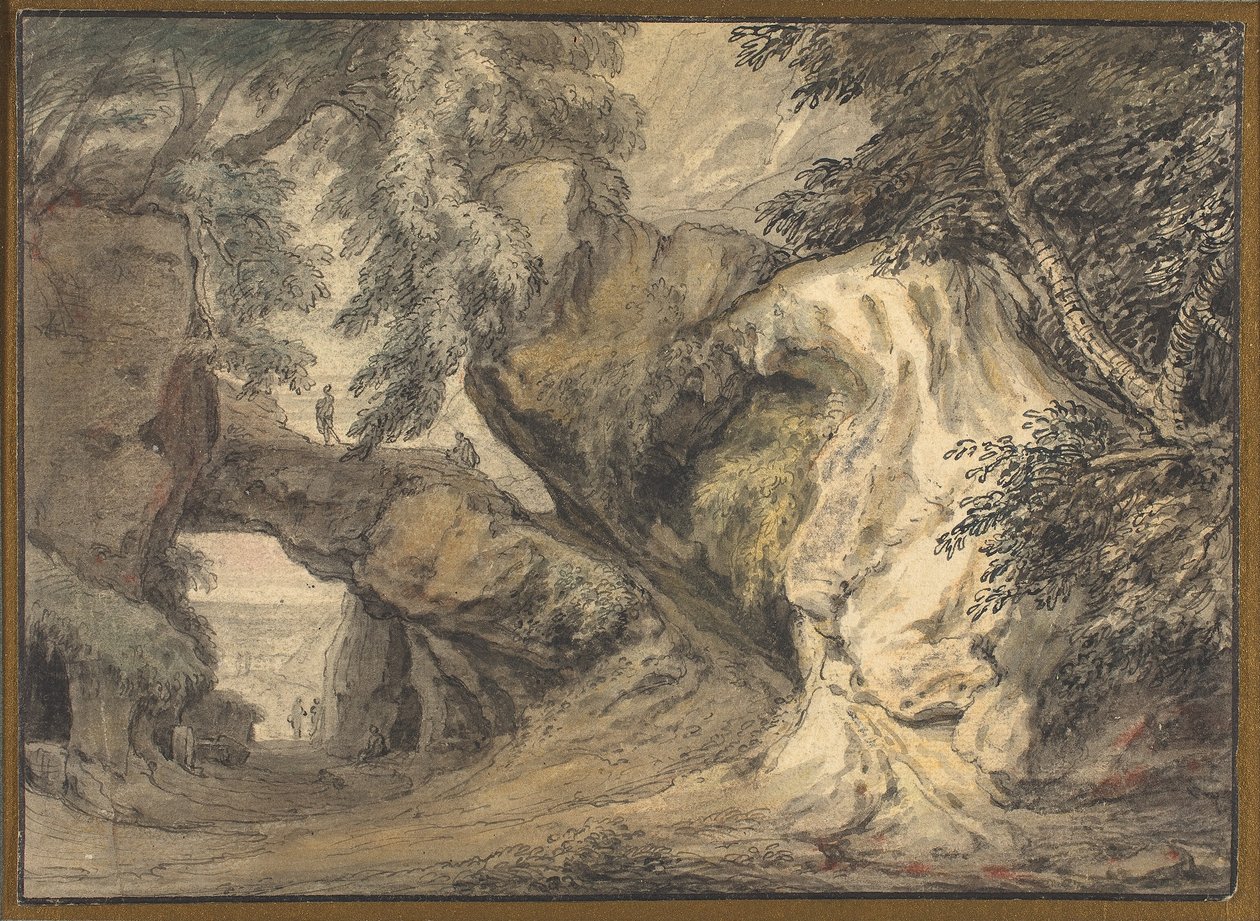 Landscape with a Natural Arch by Abraham Genoels II