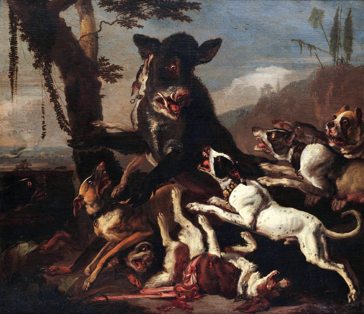 Boar Hunting by Abraham Hondius