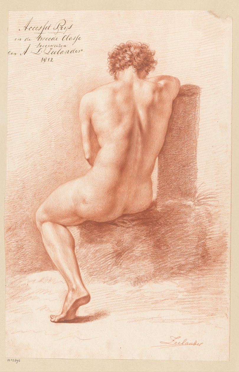 Seated Male Nude, Back View (2nd Prize 1812) by Abraham Lion Zeelander