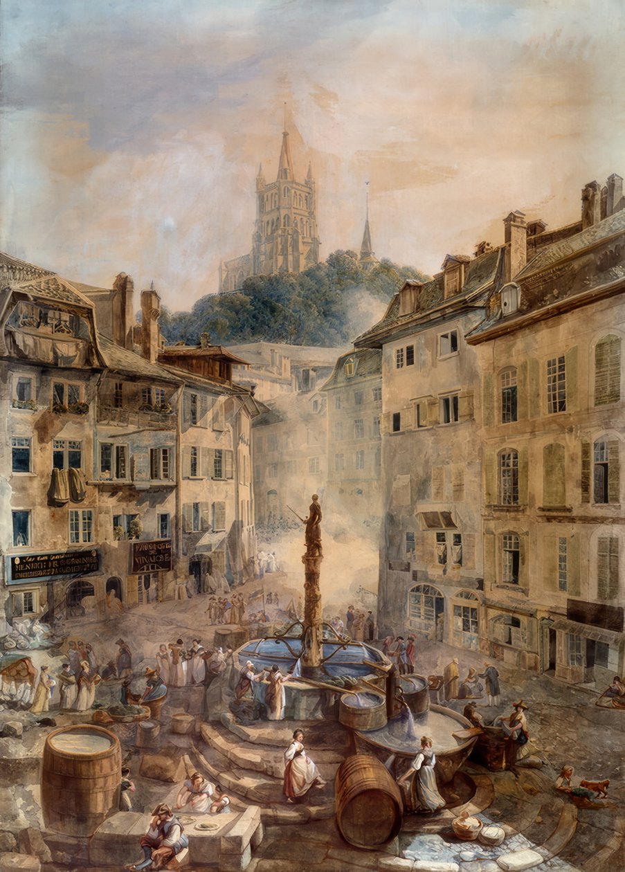 Place de la Palud by Abraham Louis Rodolphe Ducros