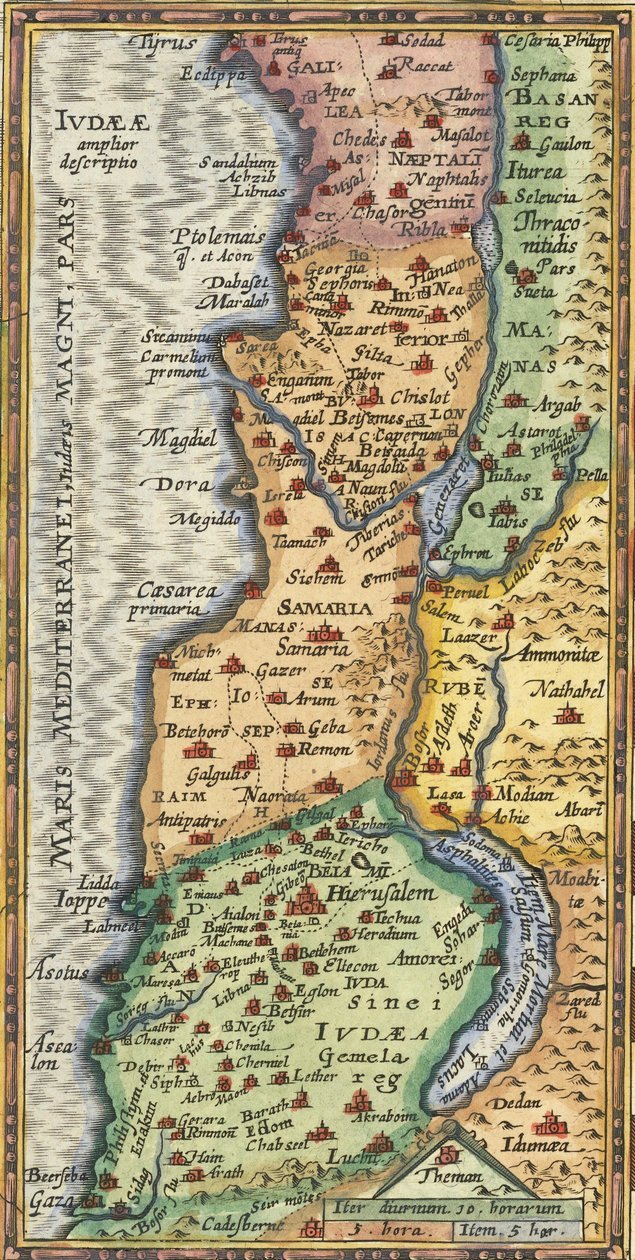 1624 Detail Map of the Holy Land by Abraham Ortelius