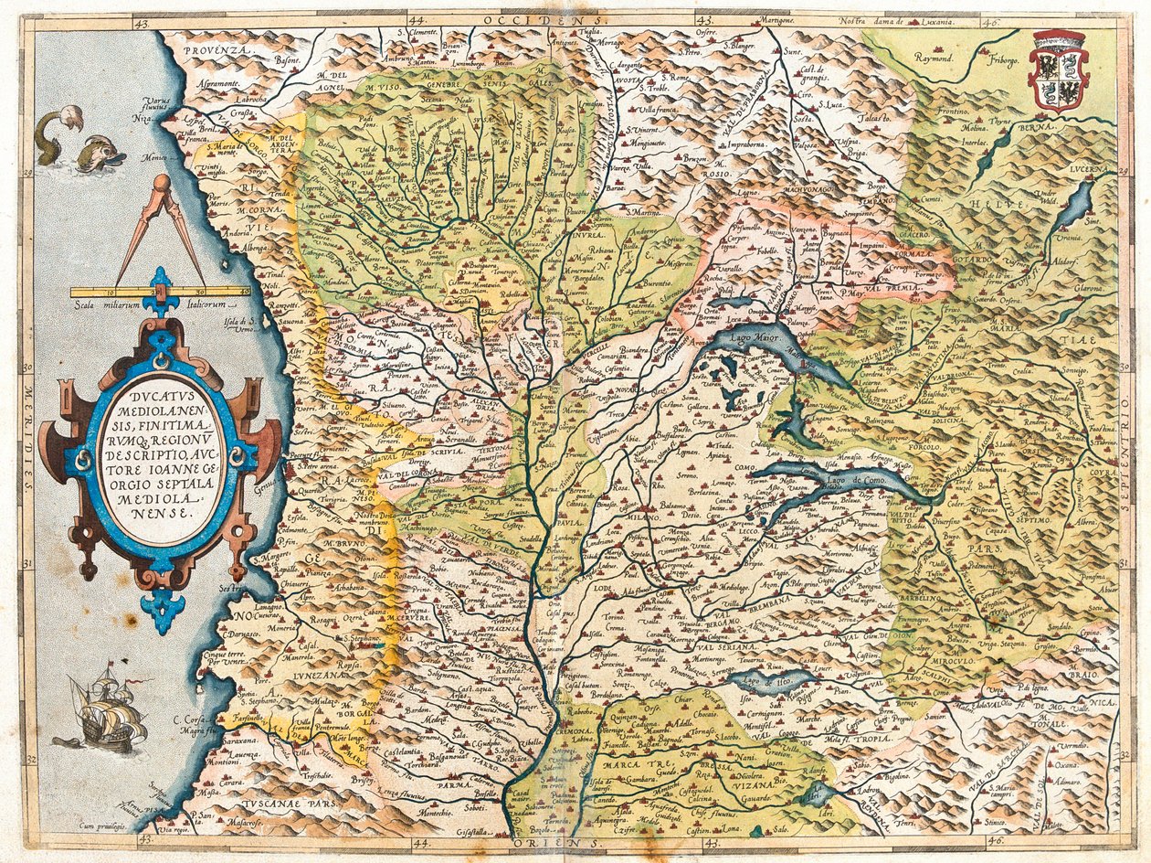 France, south Switzerland, Italy by Abraham Ortelius
