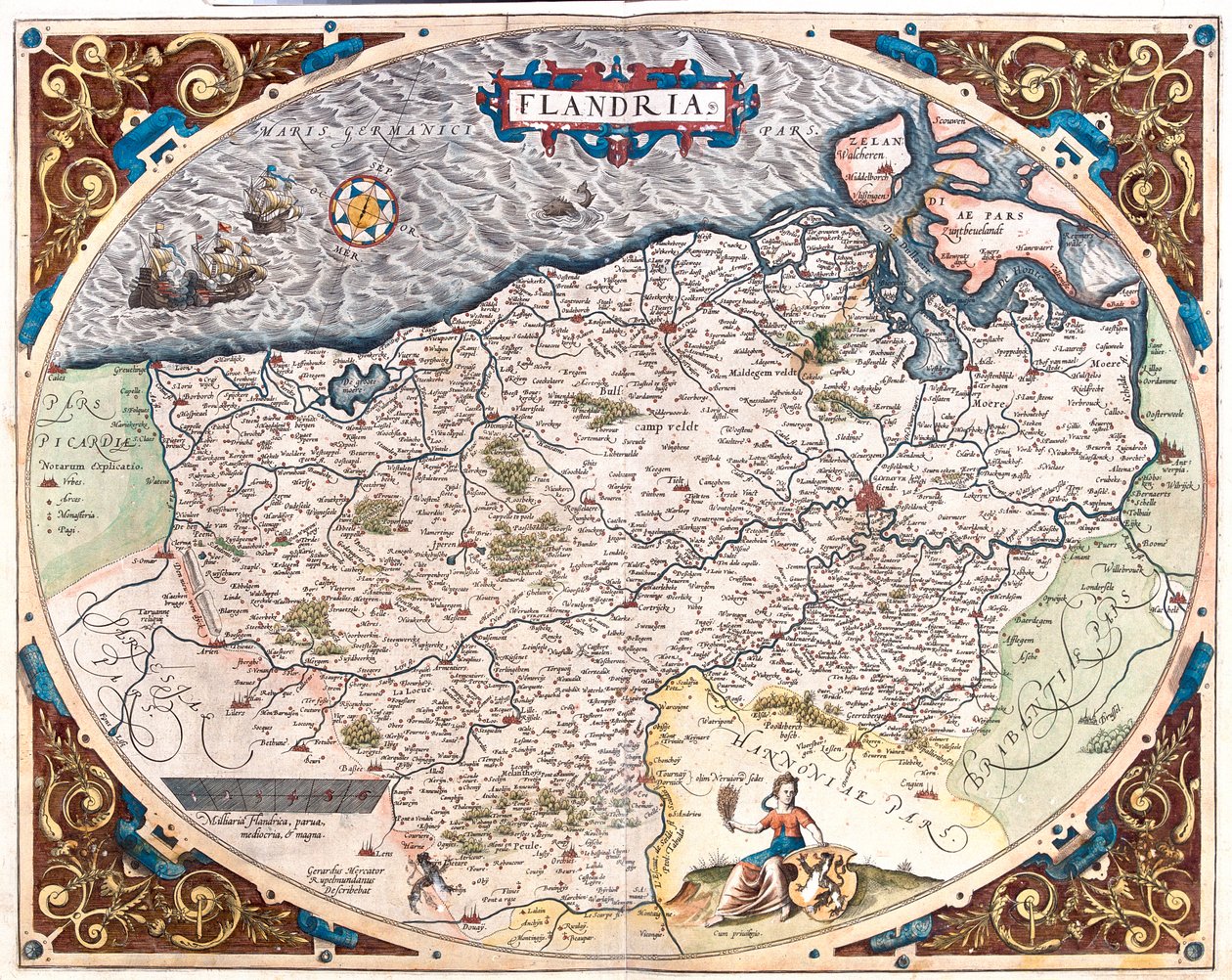 France, Belgium, Netherlands by Abraham Ortelius