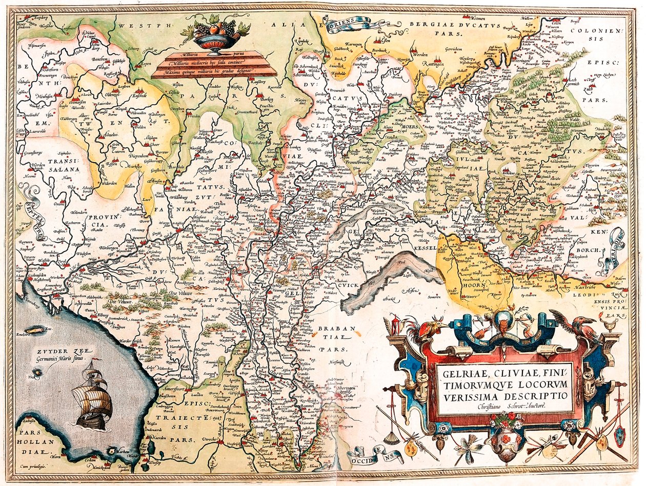 Geography Map of the Territory of the German Netherlands from Theatrum Orbis Terrarum by Abraham Ortelius by Abraham Ortelius