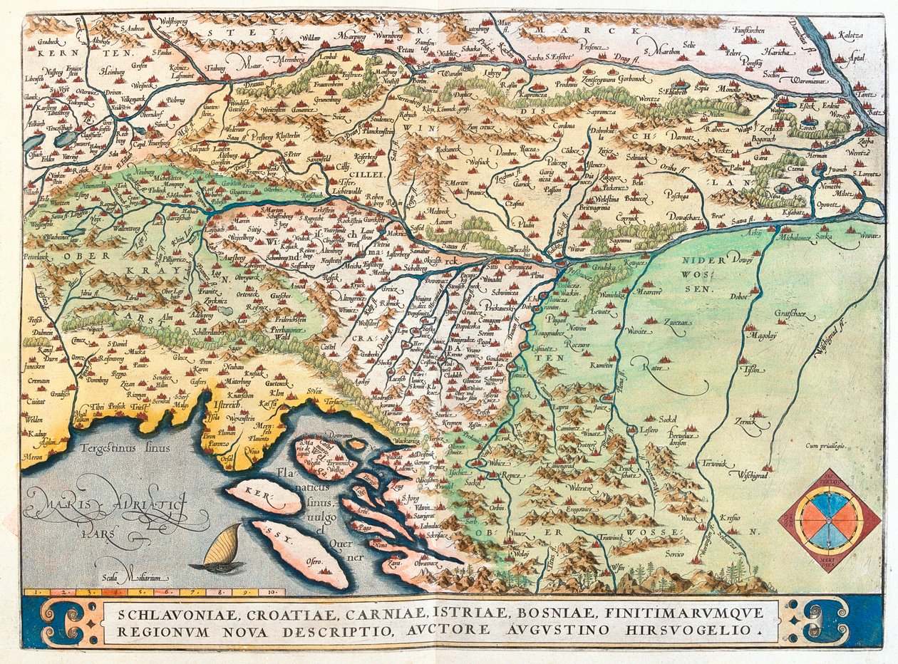 Italy, Austria, Slovenia, north Croatia, center-north Bosnia and Herzegovina by Abraham Ortelius